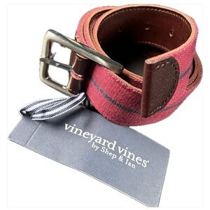 New Size 36 Vineyard Vines embroidered icon canvas club belt Rosewood (Red)